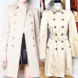 Zara Studded Collar Trench Coat